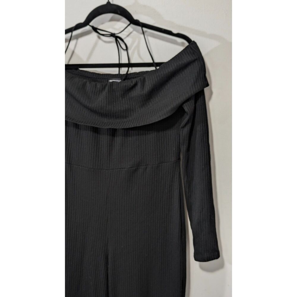 Black Ribbed Jumpsuit PrettyLittleThing sz. 10 - Picture 3 of 8